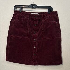 Elegant Burgundy Corduroy Mini Skirt